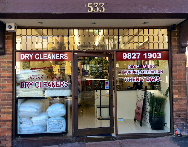 Shop front of the Toorak village dry cleaners